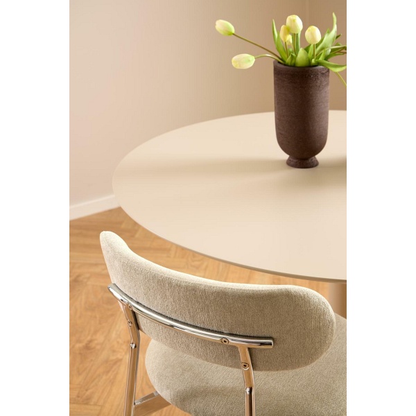 Krzesło Lyric beżowe tapicerowane do jadalni na chromowanych nogach ( Rozmiar: uniwersalny )