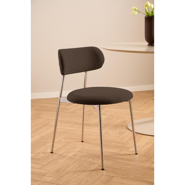 Krzesło Lyric Actona brązowe chromowane tapicerowane do jadalni ( Rozmiar: uniwersalny )