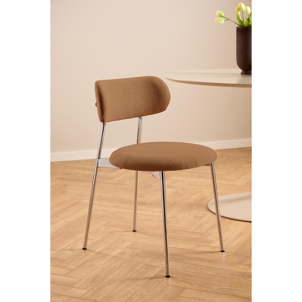 Krzesło Lyric Actona tapicerowane terakota chrom nowoczesne do jadalni ( Rozmiar: uniwersalny )