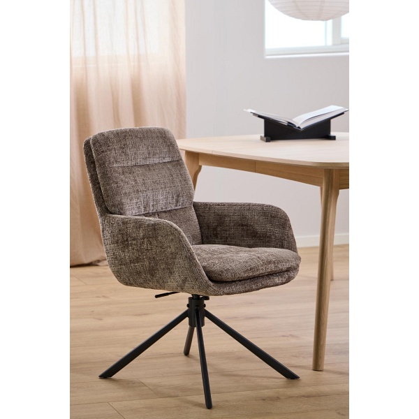 Actona Edgar krzesło obrotowe do jadalni tapicerowane brązowe loft ( Rozmiar: uniwersalny )