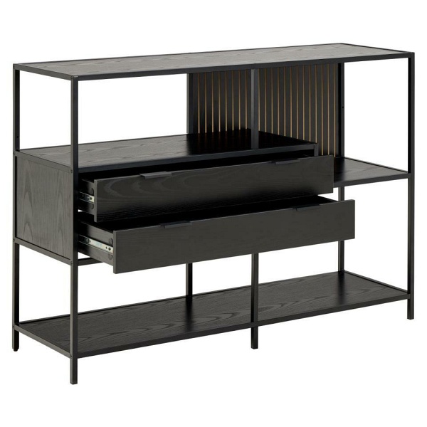 Regał loftowy Seaford V Actona na książki z szufladami czarny jesion ( Rozmiar: uniwersalny )