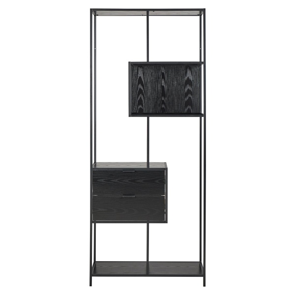 Regał na książki Seaford II loftowy z 2 szufladami czarny jesion ( Rozmiar: uniwersalny )