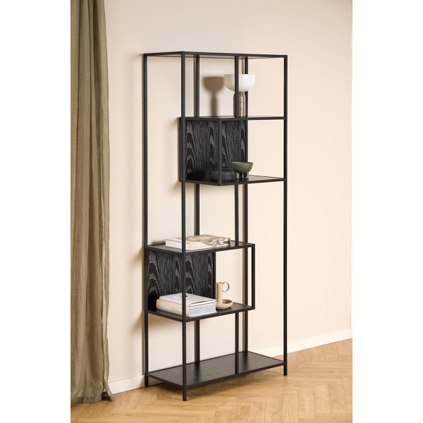 Regał metalowy Seaford II loftowy czarny na książki 77 cm Actona ( Rozmiar: uniwersalny )