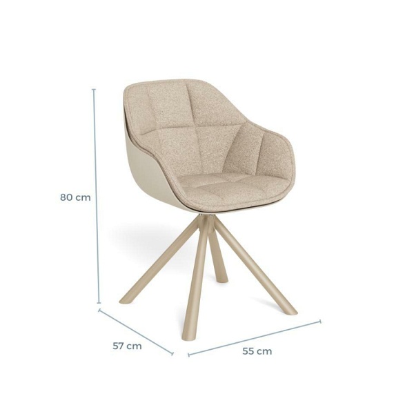 Actona Lenny beżowe krzesło obrotowe tapicerowane do jadalni i salonu ( Rozmiar: uniwersalny )