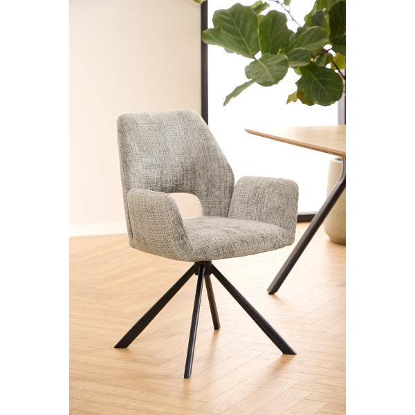 Actona Graham krzesło tapicerowane obrotowe szare do jadalni salonu ( Rozmiar: uniwersalny )