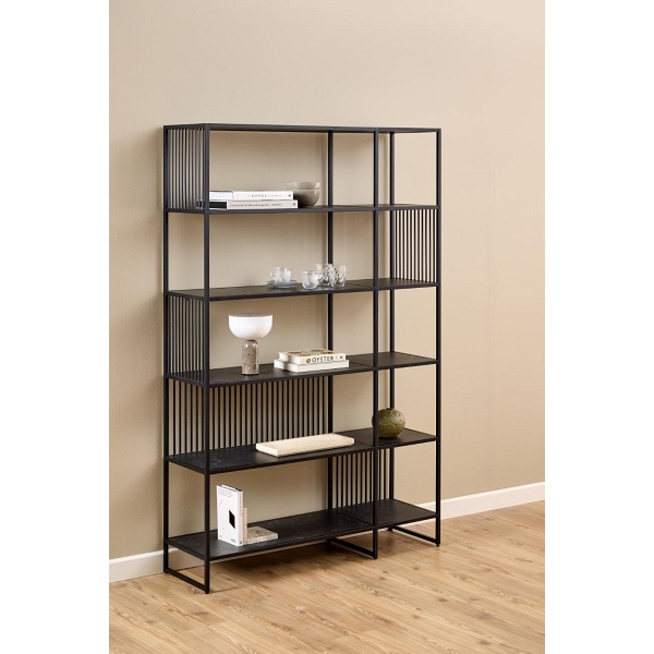 Regał loftowy Strington czarny metalowy na książki 120 cm Actona ( Rozmiar: uniwersalny )