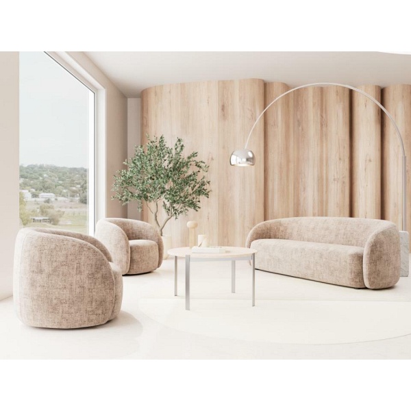 Fotel kubełkowy Lodi do salonu beżowy welurowy obrotowy nowoczesny ( Rozmiar: uniwersalny )