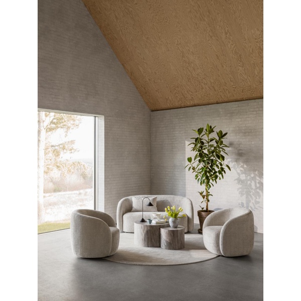 Sofa 2,5-osobowa Lodi beżowa nowoczesna tapicerowana do salonu ( Rozmiar: uniwersalny )