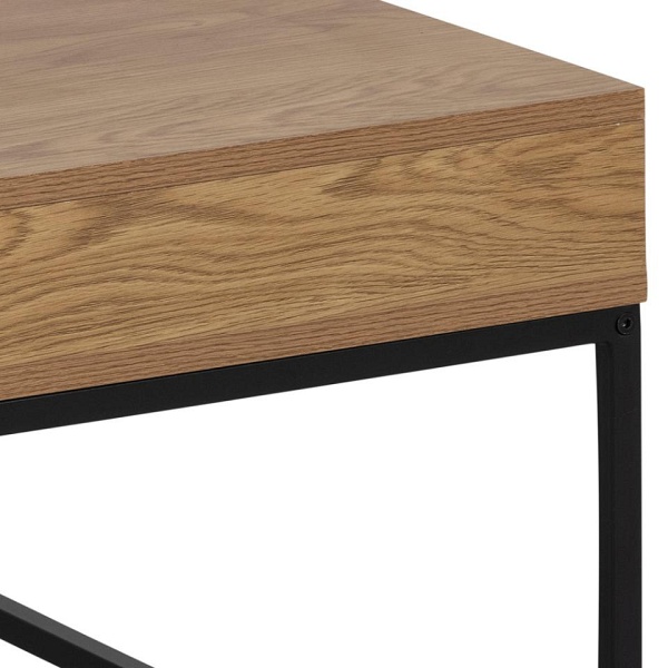 Stolik kawowy Willford kwadratowy loft dąb i czarny do salonu ( Rozmiar: uniwersalny )