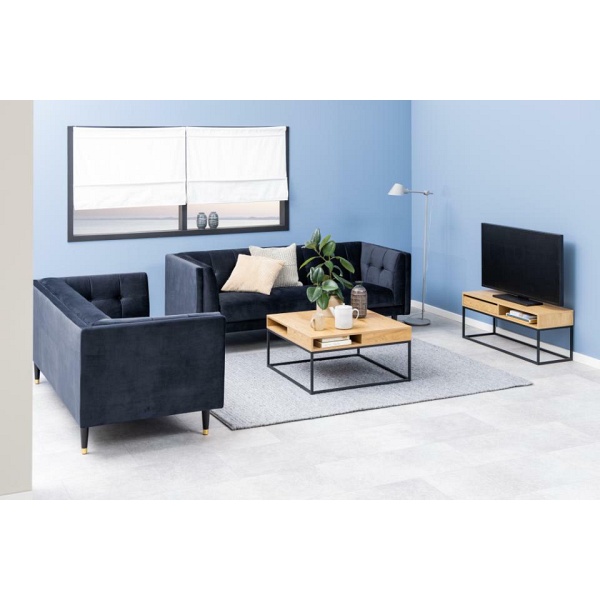 Stolik kawowy Willford kwadratowy loft dąb i czarny do salonu ( Rozmiar: uniwersalny )