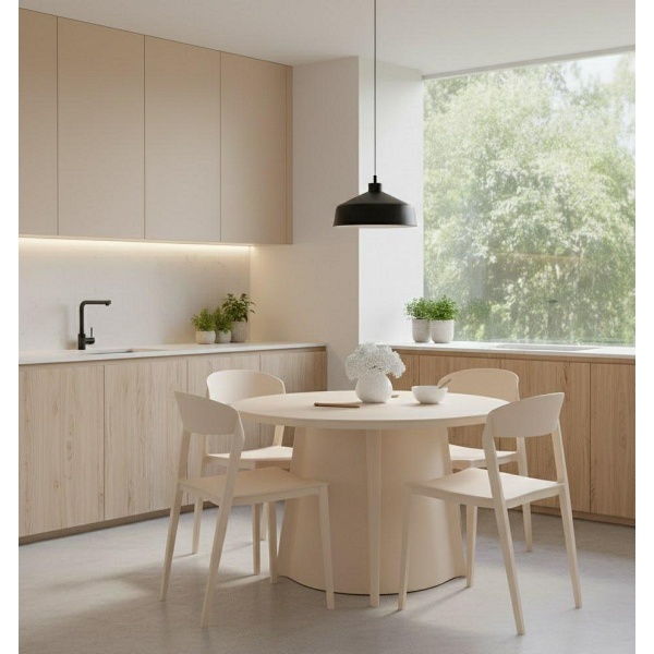 Krzesło Ribbon beżowe z tworzywa nowoczesne krzesło do jadalni i kuchni ( Rozmiar: uniwersalny )