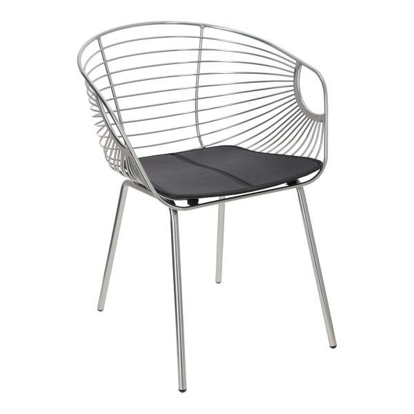 Krzesło metalowe Sligo srebrne do jadalni i kuchni z podłokietnikami ( Rozmiar: uniwersalny )