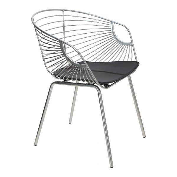 Krzesło metalowe Sligo srebrne do jadalni i kuchni z podłokietnikami ( Rozmiar: uniwersalny )