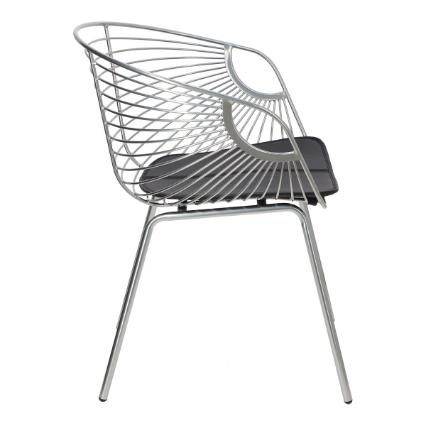 Krzesło metalowe Sligo srebrne do jadalni i kuchni z podłokietnikami ( Rozmiar: uniwersalny )