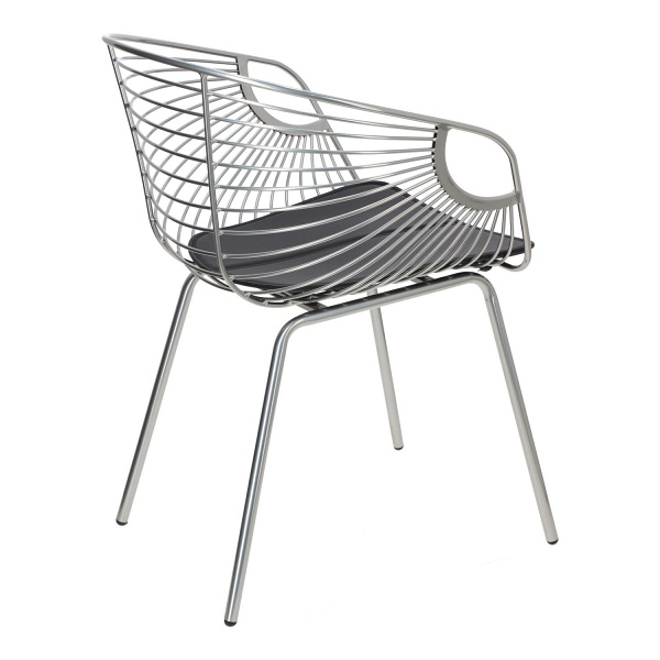 Krzesło metalowe Sligo srebrne do jadalni i kuchni z podłokietnikami ( Rozmiar: uniwersalny )