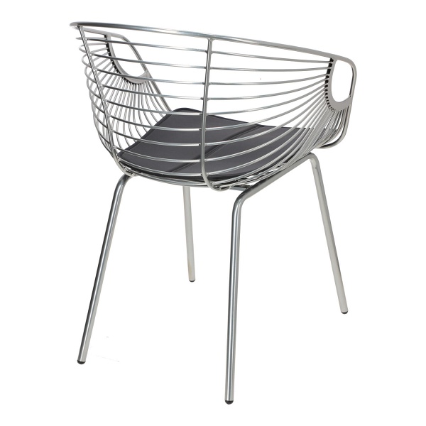 Krzesło metalowe Sligo srebrne do jadalni i kuchni z podłokietnikami ( Rozmiar: uniwersalny )