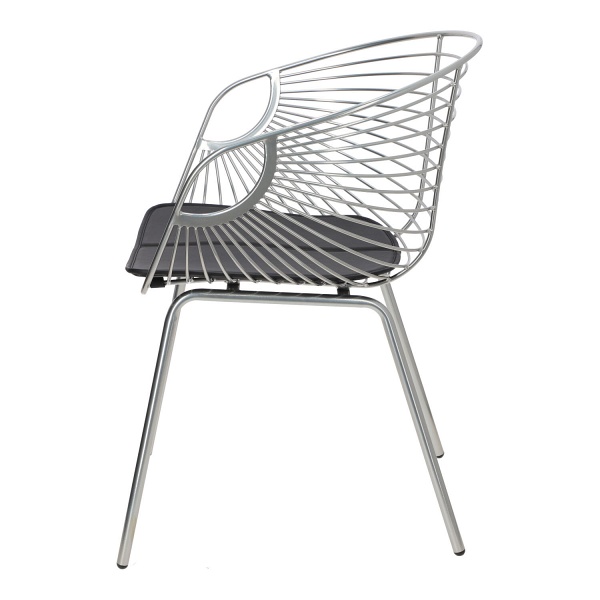 Krzesło metalowe Sligo srebrne do jadalni i kuchni z podłokietnikami ( Rozmiar: uniwersalny )