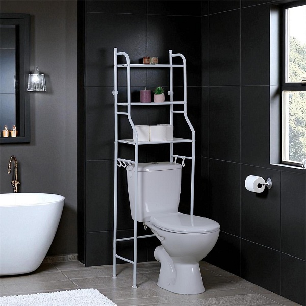 Intesi regał łazienkowy nad sedes biały metalowy 3 półki 150 cm ( Rozmiar: uniwersalny )