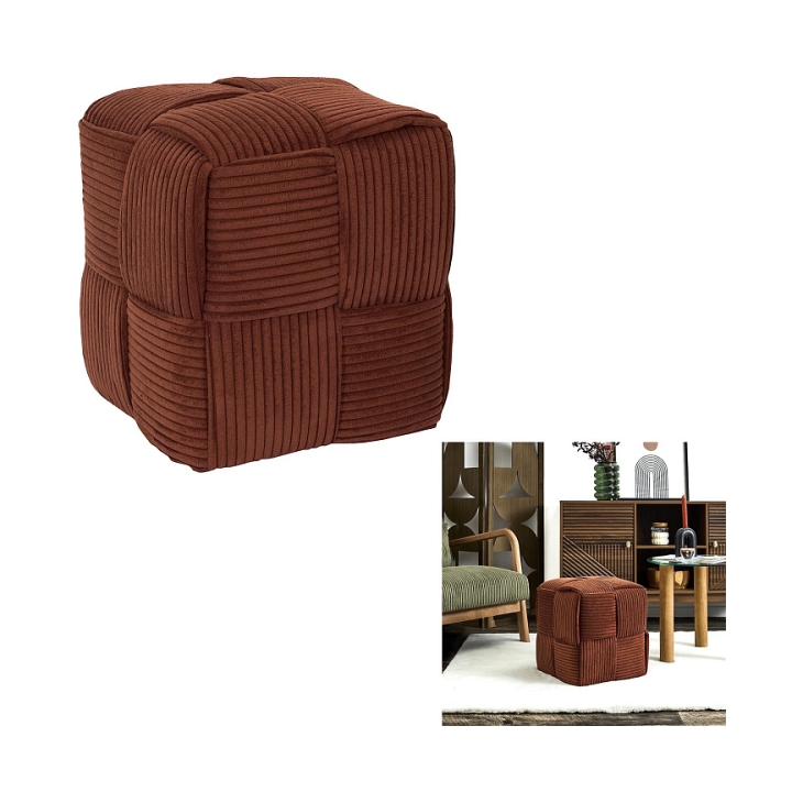 Pufa Scott sztruksowa terracotta do salonu prostokątna 38 cm - Intesi