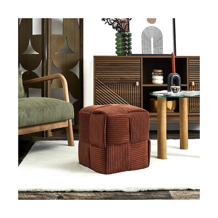 Pufa Scott sztruksowa terracotta do salonu prostokątna 38 cm - Intesi