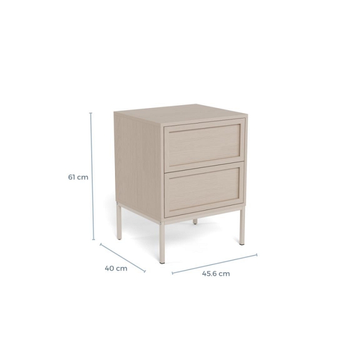 Szafka nocna do sypialni Palmdale szara z 2 szufladami 46 cm - ACTONA