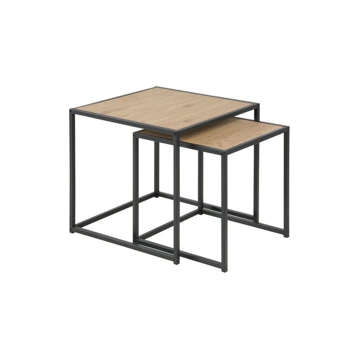 Zestaw stolików kawowych Actona Seaford MDF metal naturalny/czarny 2 szt.