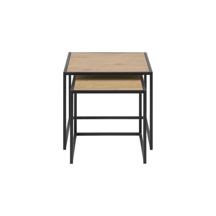 Zestaw stolików kawowych Actona Seaford MDF metal naturalny/czarny 2 szt.