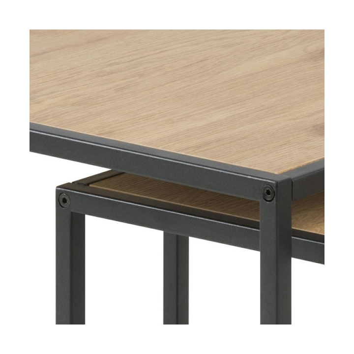 Zestaw stolików kawowych Actona Seaford MDF metal naturalny/czarny 2 szt.