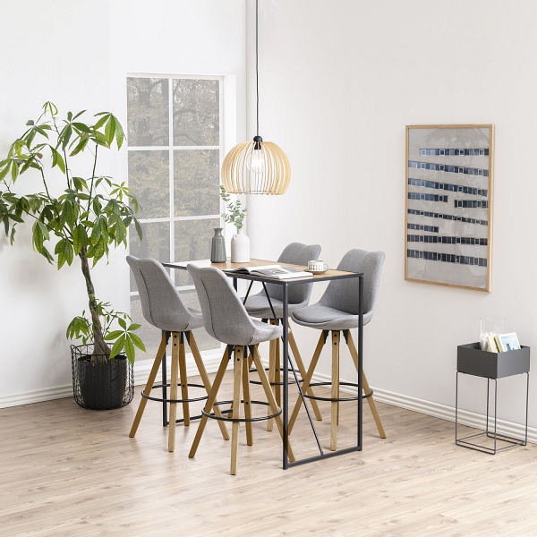 Stołek barowy Dima Melange grey/wood z drewnianymi nogami ( Rozmiar: uniwersalny )