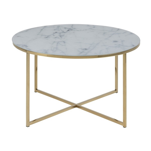 Stolik kawowy Alisma okrągły Gold/Marabl e ( Rozmiar: uniwersalny )