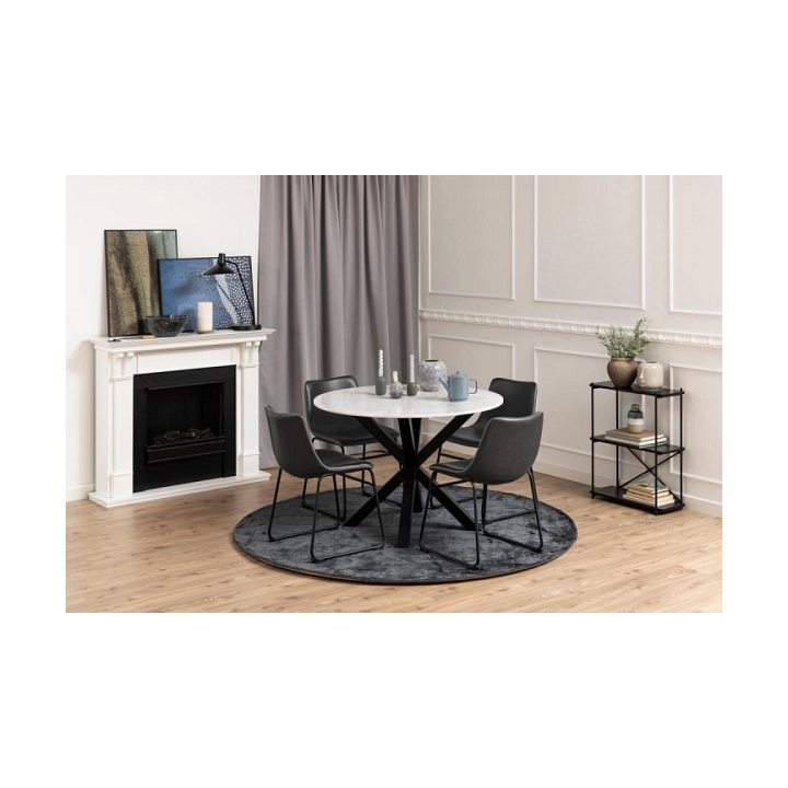 Stół okrągły Heaven Actona płyta MDF i metal jasnoszary/czarny 110 cm nierozkładany