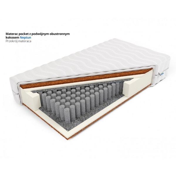 Materac pocket z obustronnym kokosem Neptun 90 x 200 - Frankhauer