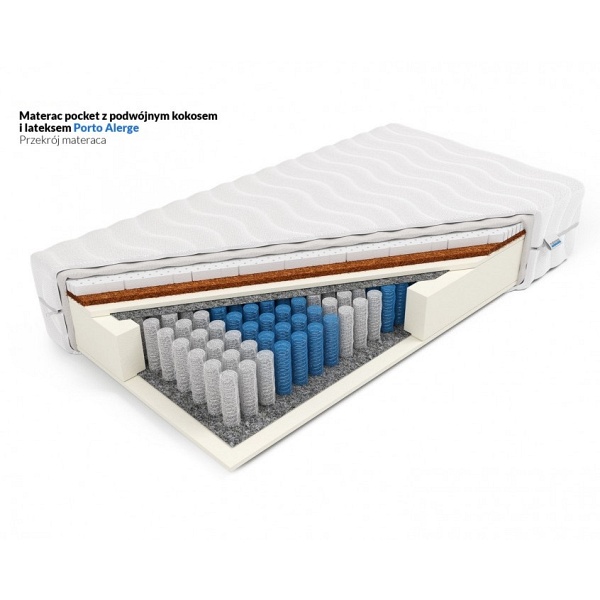 Materac pocket z podwójnym kokosem i lateksem Porto Alegre 160 x 200 - Frankhauer