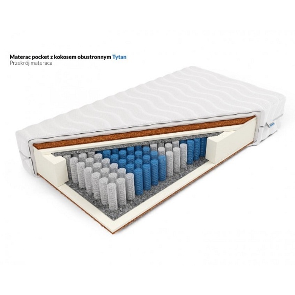 Materac pocket z kokosem obustronnym Tytan 90 x 180* - Frankhauer