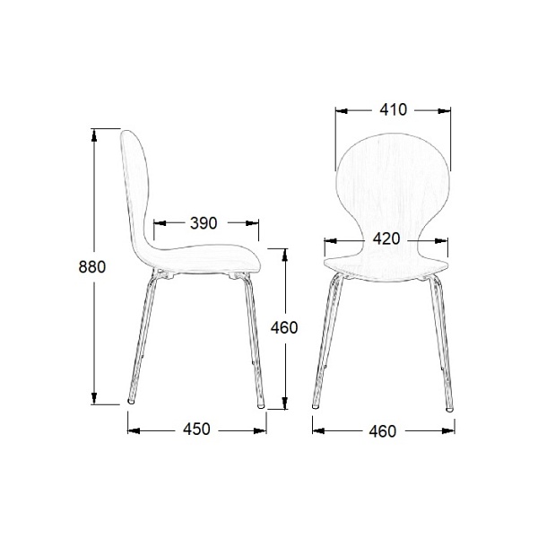 Krzesło ze sklejki, stelaż chromowany. Model TDC-122. - Stema