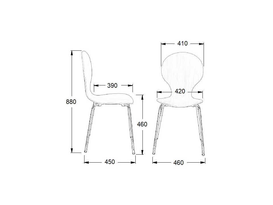 Krzesło ze sklejki, stelaż chromowany. Model TDC-122. - Stema