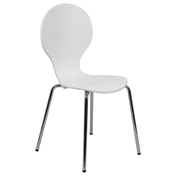 Krzesło ze sklejki w kolorze białym, stelaż chromowany. Model TDC-122. - Stema
