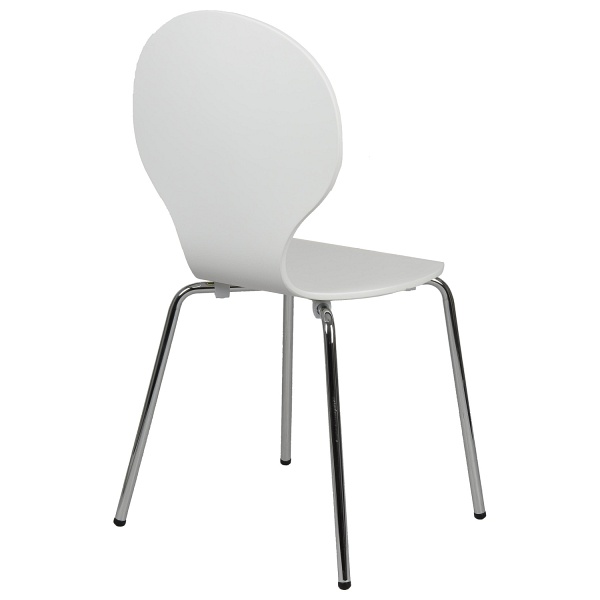 Krzesło ze sklejki w kolorze białym, stelaż chromowany. Model TDC-122. - Stema