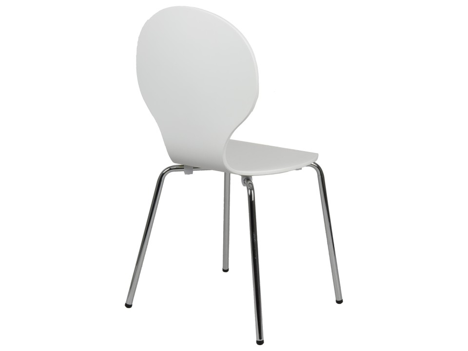 Krzesło ze sklejki w kolorze białym, stelaż chromowany. Model TDC-122. - Stema