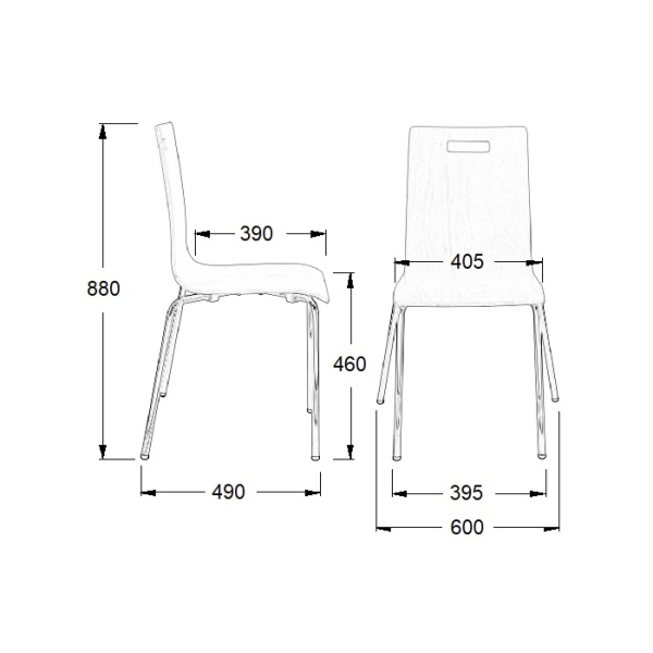 Krzesło ze sklejki, stelaż chromowany. Model TDC-132. - Stema
