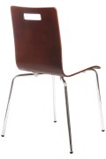 Krzesło ze sklejki w kolorze c. Orzech, stelaż chromowany. Model TDC-132 z otworem. - Stema