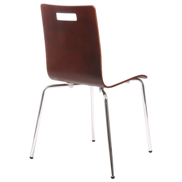 Krzesło ze sklejki w kolorze c. Orzech, stelaż chromowany. Model TDC-132 z otworem. - Stema