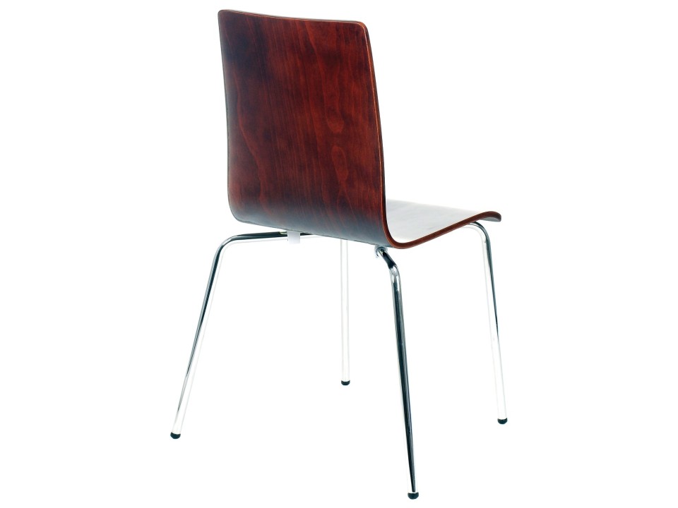 Krzesło ze sklejki w kolorze c. Orzech, stelaż chromowany. Model TDC-132. - Stema