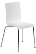 Krzesło ze sklejki w kolorze białym, stelaż chromowany. Model TDC-132. - Stema