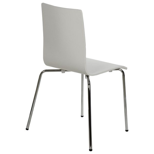 Krzesło ze sklejki w kolorze białym, stelaż chromowany. Model TDC-132. - Stema