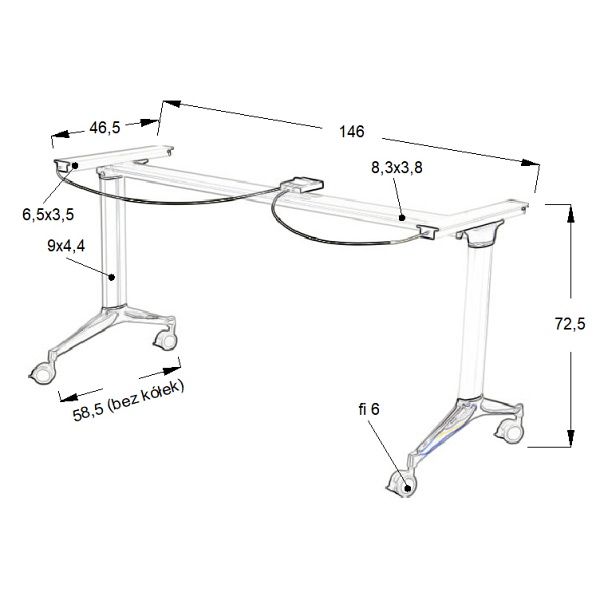 Stelaż biurka i stołu NY-A105 uchylny 146x59x72,5 Stema