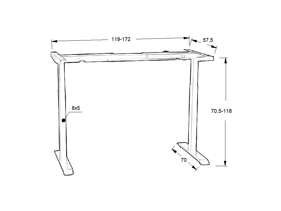 Stelaż biurka i stołu UT04-2T/A alu Stema