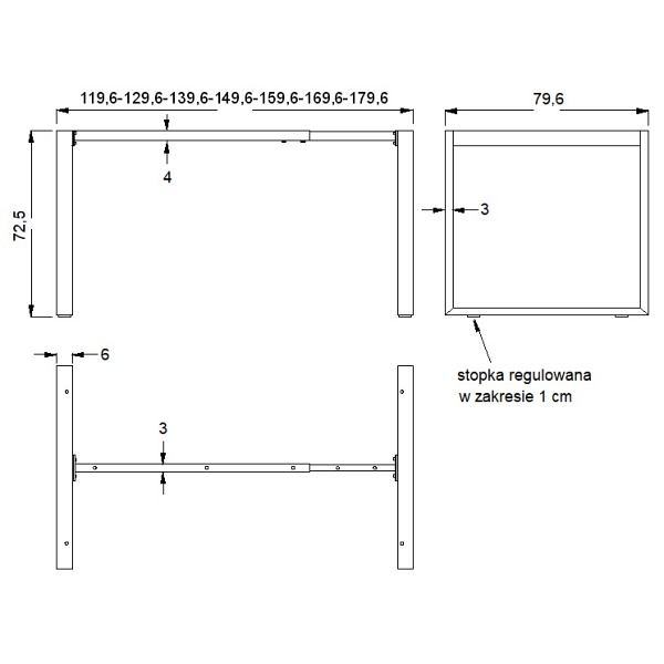 Stelaż biurka i stołu NY-131A/80 alu Stema