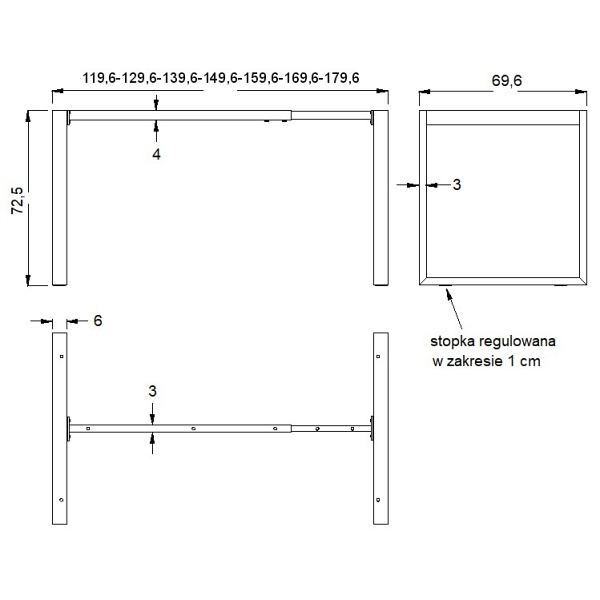 Stelaż biurka i stołu NY-131A/70 biały Stema