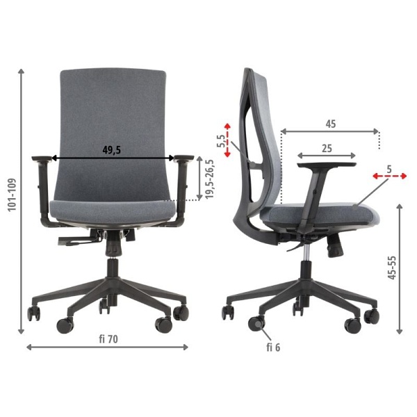 Krzesło obrotowe TONO grafit Stema